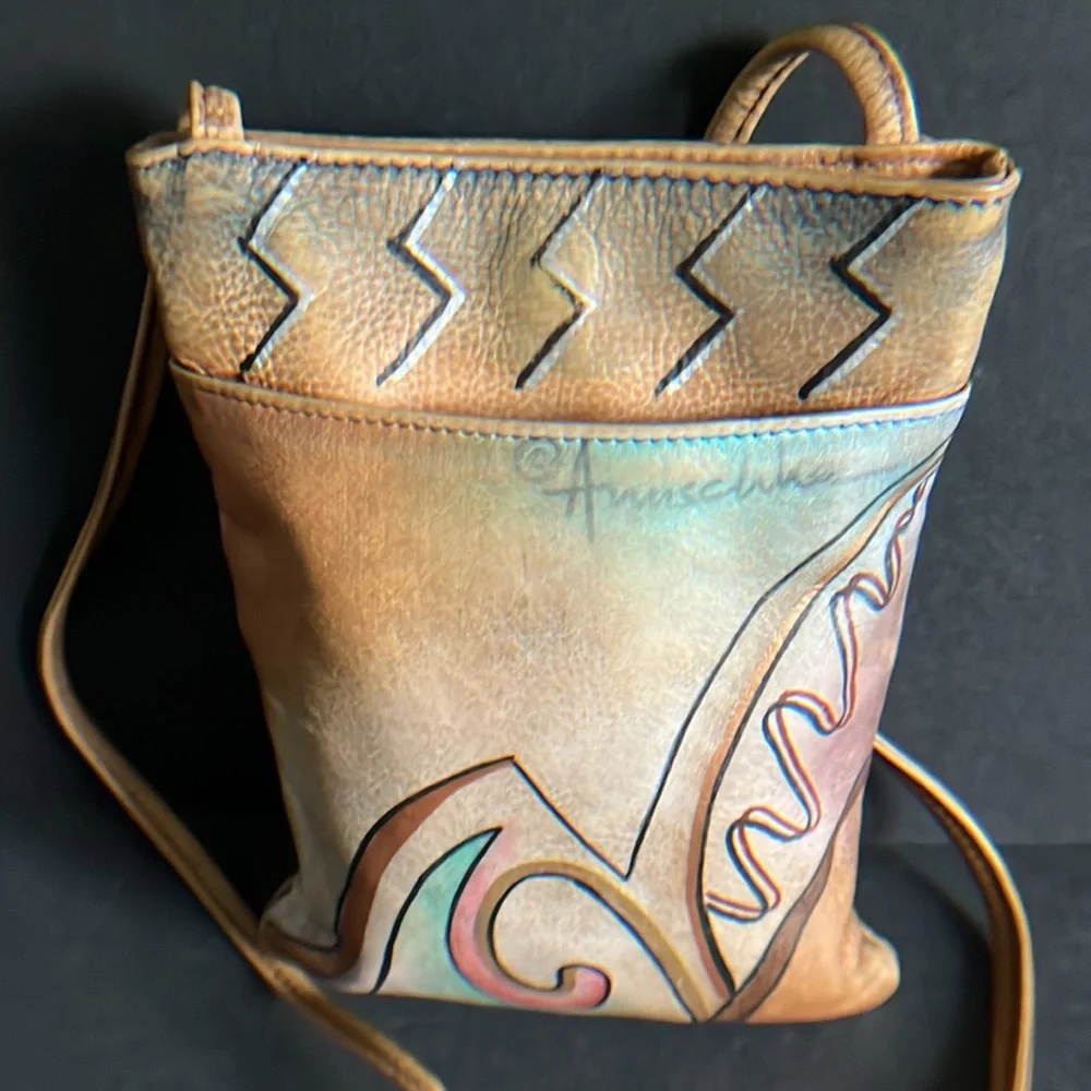 Anuschka Hand Painted Leather Boho Crossbody Bag - Picture 8 of 16